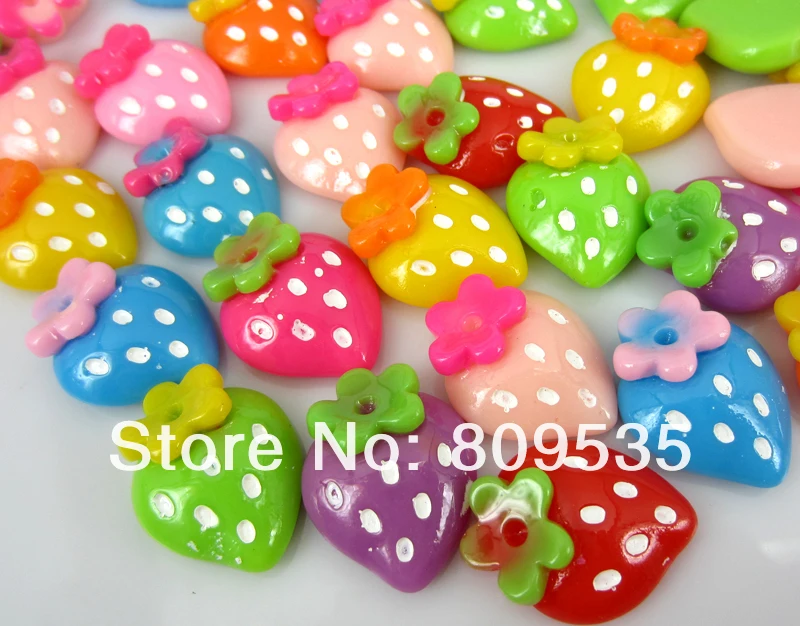 

Free Shipping 80pcs Mixed Colors Resin Strawberry Flatback Cabochon Scrapbook Craft