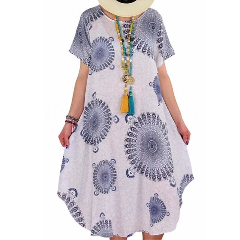 

Fashion Beach Clothes 2019 New Summer Party Women Sexy Dress Vestido De Festa Loose Casual Print Robe Femme Plus Size Loose