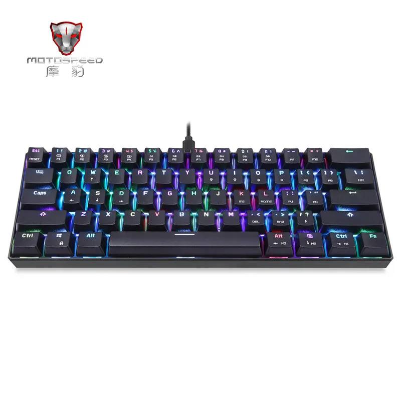 MOTOSPEED CK61 портативная механическая клавиатура 61 клавиша RGB подсветка пользовательское освещение с коробкой ось машина Разделение планшет Рабочий стол - Цвет: CK61