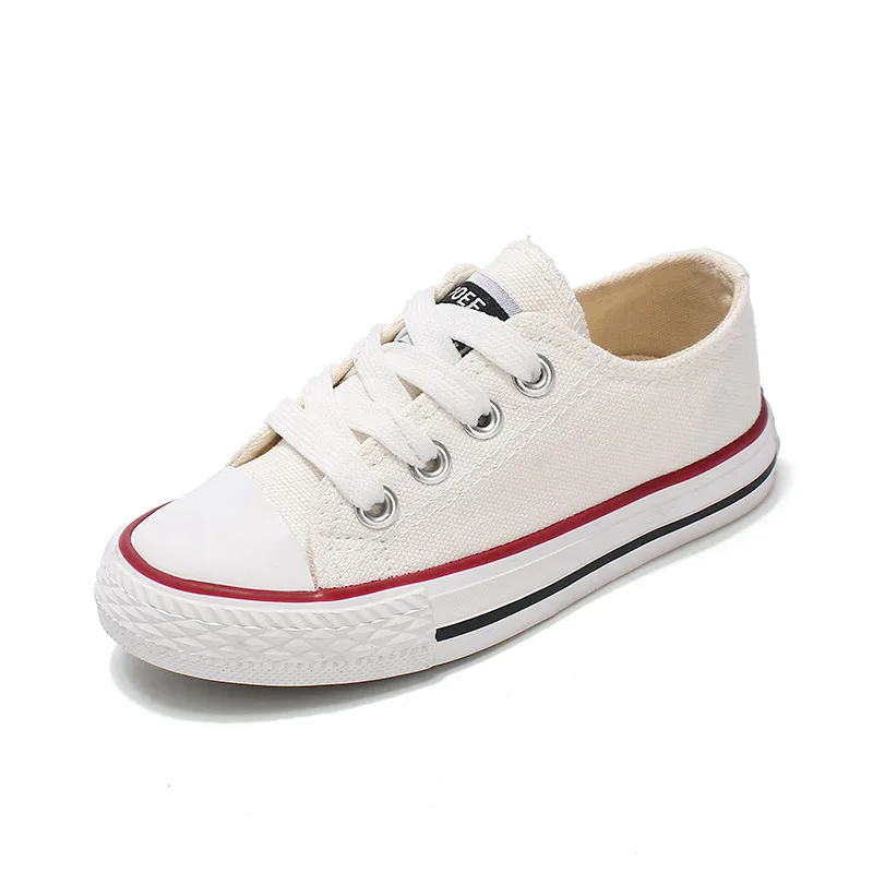 Toddler Girl Sneakers Boy Shoes Kids Jelly Color Canvas Shoes Casual Lace Up Classic Flats Children Shoes for Student C07182 - Цвет: White