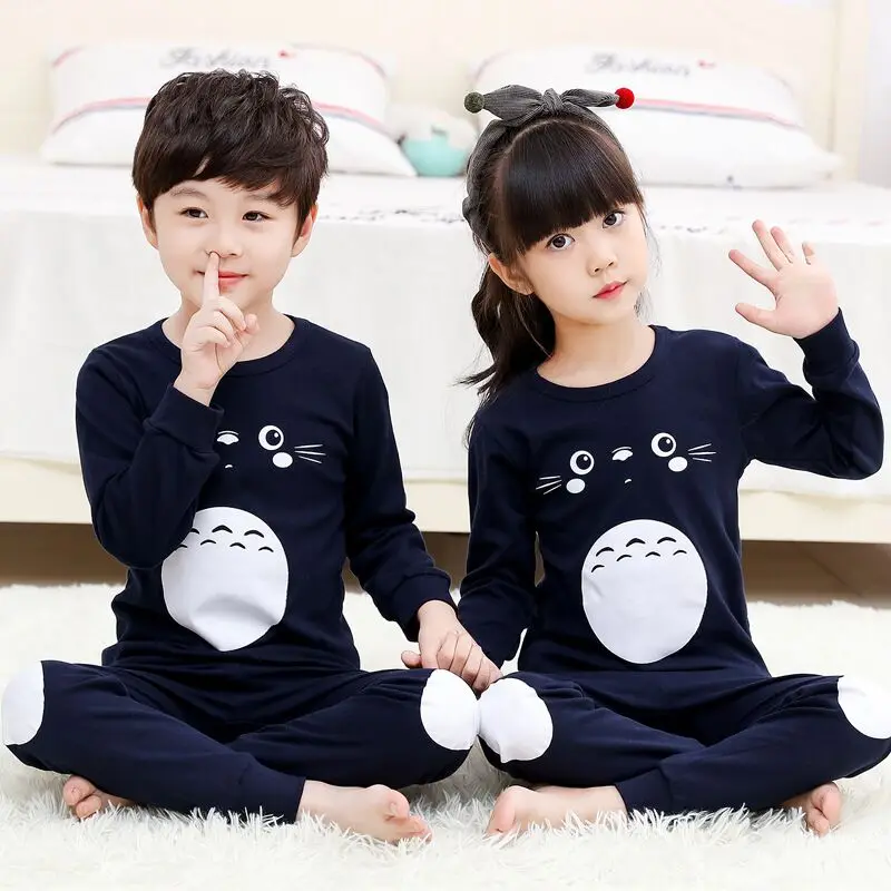 

Winter 2019 Cotton Pajamas Set For Autumn Boys Girls Home Clothing Cartoon Tshirt+Pants Pijamas Suit Baby Sleepwear Pyjamas Kids