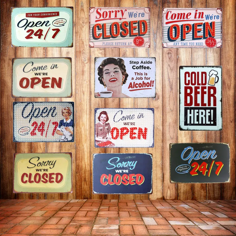 

8"x12" "COME IN WE'RE OPEN " And " SORRY WE'RE CLOSED " Vintage Metal Sign Tin Poster Pub Bar Cafe Shop Free Shipping A409