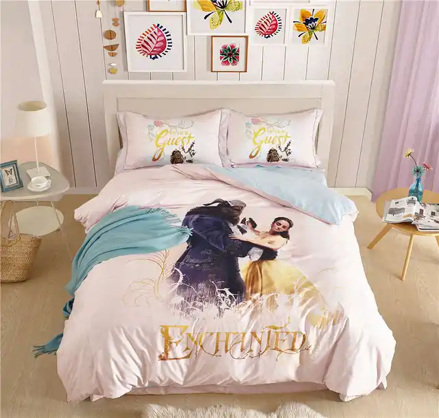 Us 74 19 30 Off Disney Beauty And The Beast 3d Bedding Set For Girls Bedroom Decor 600tc Cotton Bedspreads Bed Cover Single Twin Full Queen Size In