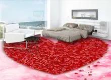 

Custom photo 3d pvc flooring self adhesion wall sticker Romantic heart-shaped red rose petals bedroom wallpaper for walls 3 d