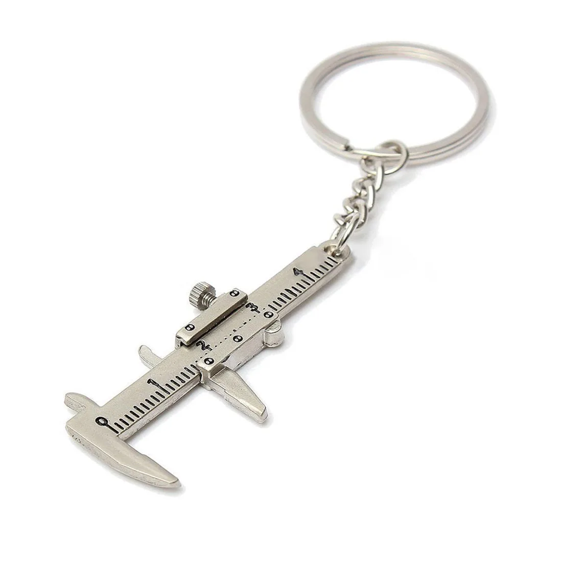 

Useful Mini Vernier Caliper Tool Pendant Key Chains Silver Color Alloy Key Ring Key Chain Jewelry Sleutelhanger Brelok 10 CM