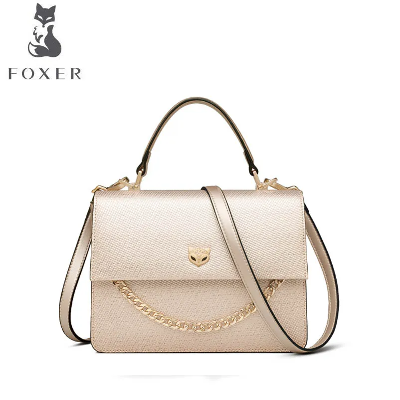 

FOXER 2019 New women leather bag luxury handbags designer tote bag leather shoulder bag fashion simple women leather handbags