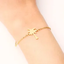 DOTIFI браслет из нержавеющей стали для женщин золотистого и серебристого цвета кокосовое дерево Pulseira Feminina Lover's обручальные ювелирные изделия