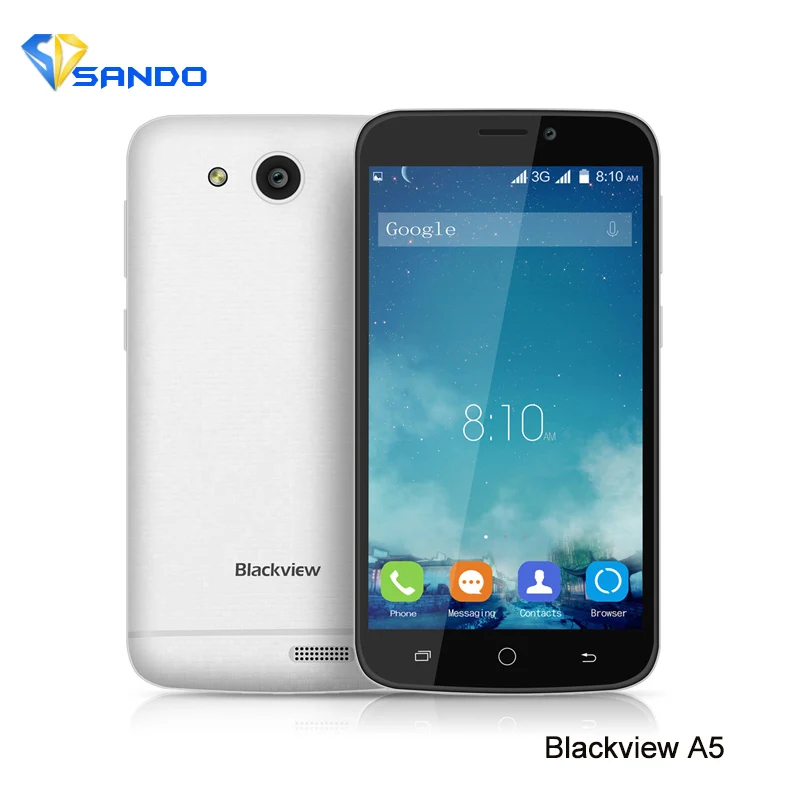 Оригинал Blackview A5 MTK6580 Quad Core 1.3 ГГц Смартфон 4.5 &quotAndroid 6.0 5.0 MPCamera 1 ГБ + 8 2000 мАч 3 Г WCDMA GPS