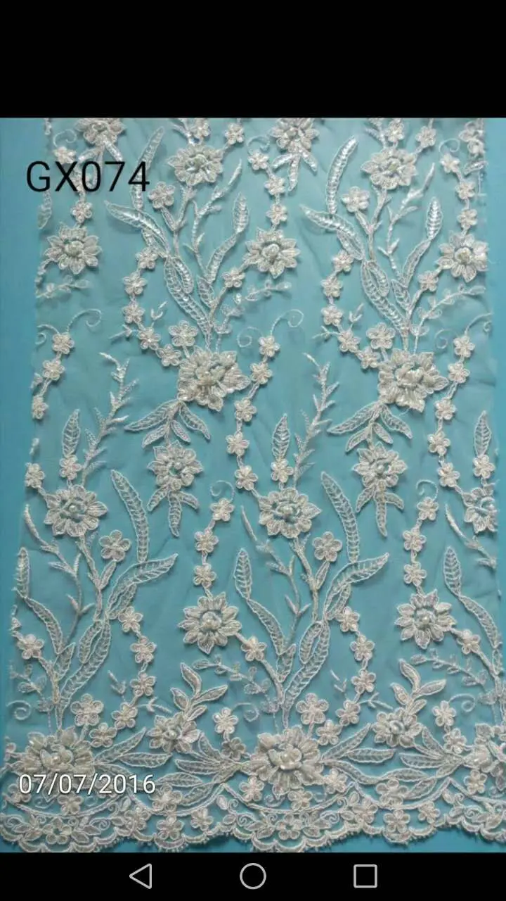 

2017 French lace nigerian beads lace fabric for wedding dress high quality african lace fabric with sequins Fashion dress