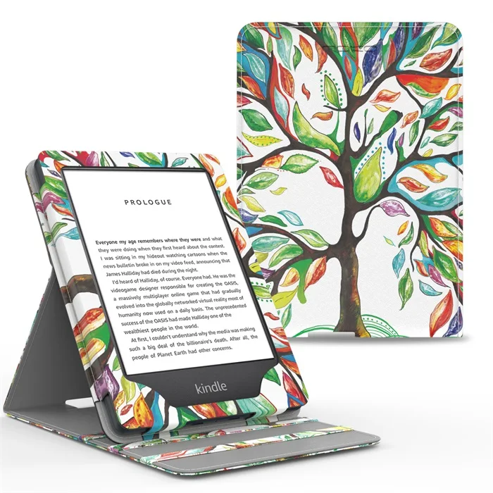 Чехол для нового Kindle(10-го поколения,)/Kindle(8-го поколения,), вертикальный откидной Чехол премиум класса с функцией автоматического пробуждения/сна - Color: Lucky tree