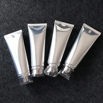 

30pc 80g Cosmetic Hose Soft Facial Cleanser Tube, Portable Travel Silver Plastic Hand Cream Soft Tube,Empty Foundation Container