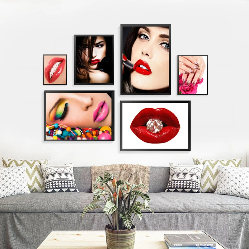 

Fashion Girl Model Canvas Art Print Painting Poster, Makeup Wall Picture for Home Decoration, Women Hair Wall Print Decor HD2191