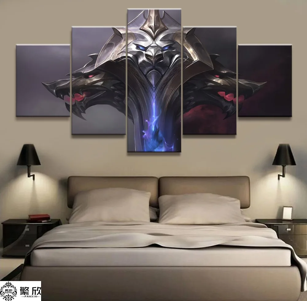 

5 Panel LOL League of Legends Garen/Noxus Game Canvas Printed Painting For Living Room Wall Art Decor HD Picture Artworks Poster