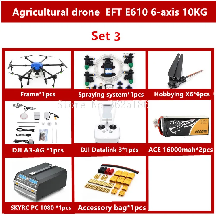 New EFT E610 6-axis 10KG 10L Pesticide spraying system Agricultural drone