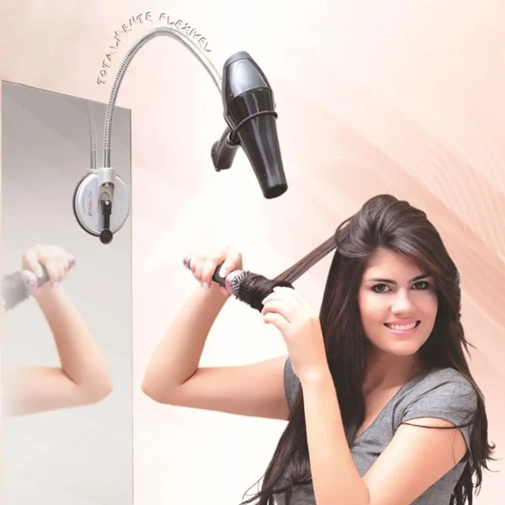

Hair Dryer Stand Holder 360 Degree Stainless Hairdryer Holder with Sucker for Home Storage Bathroom Shelves