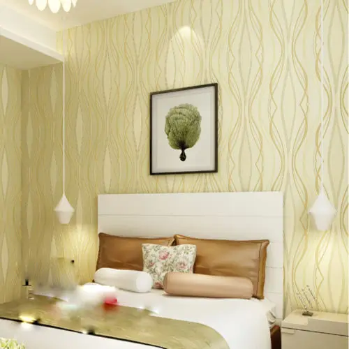 

Q QIHANG Modern Minimalist Geometric Patterns Wavy Stripes Non-woven Wallpaper Roll 3 Colors choose 5.3m2