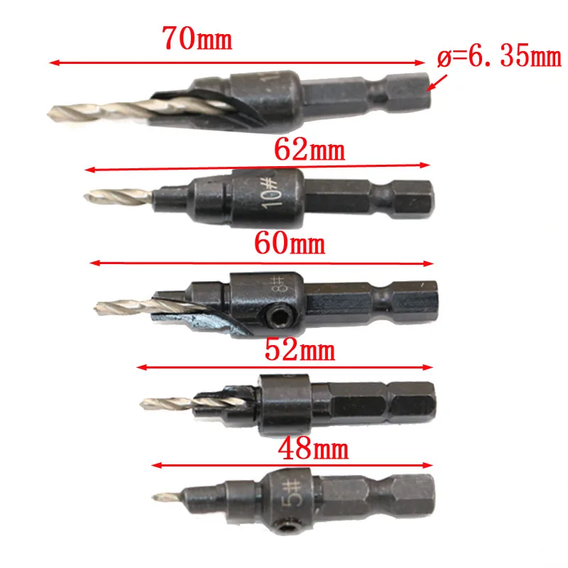 5 шт. Hss Зенковка сверло конус набор быстрорежущей замены шестигранный хвостовик деревообрабатывающий винт расширитель