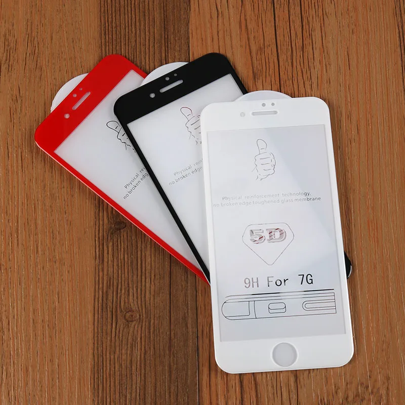 Goede 100% Gehard Glas Voor iPhone 7 7 Plus 7 + Full Screen Protector 5D 9 H Edge Glas Voor iPhone 7 Rode Beschermende Guard Film