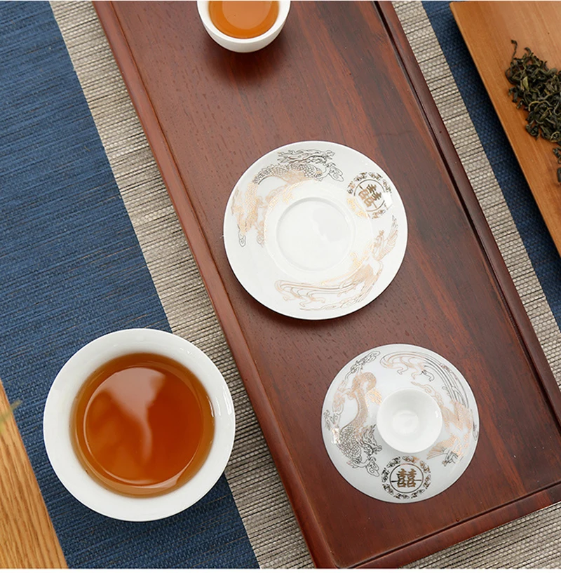 Чайный сервиз Gaiwan в традиционном китайском стиле чайный с изысканным цветочным и