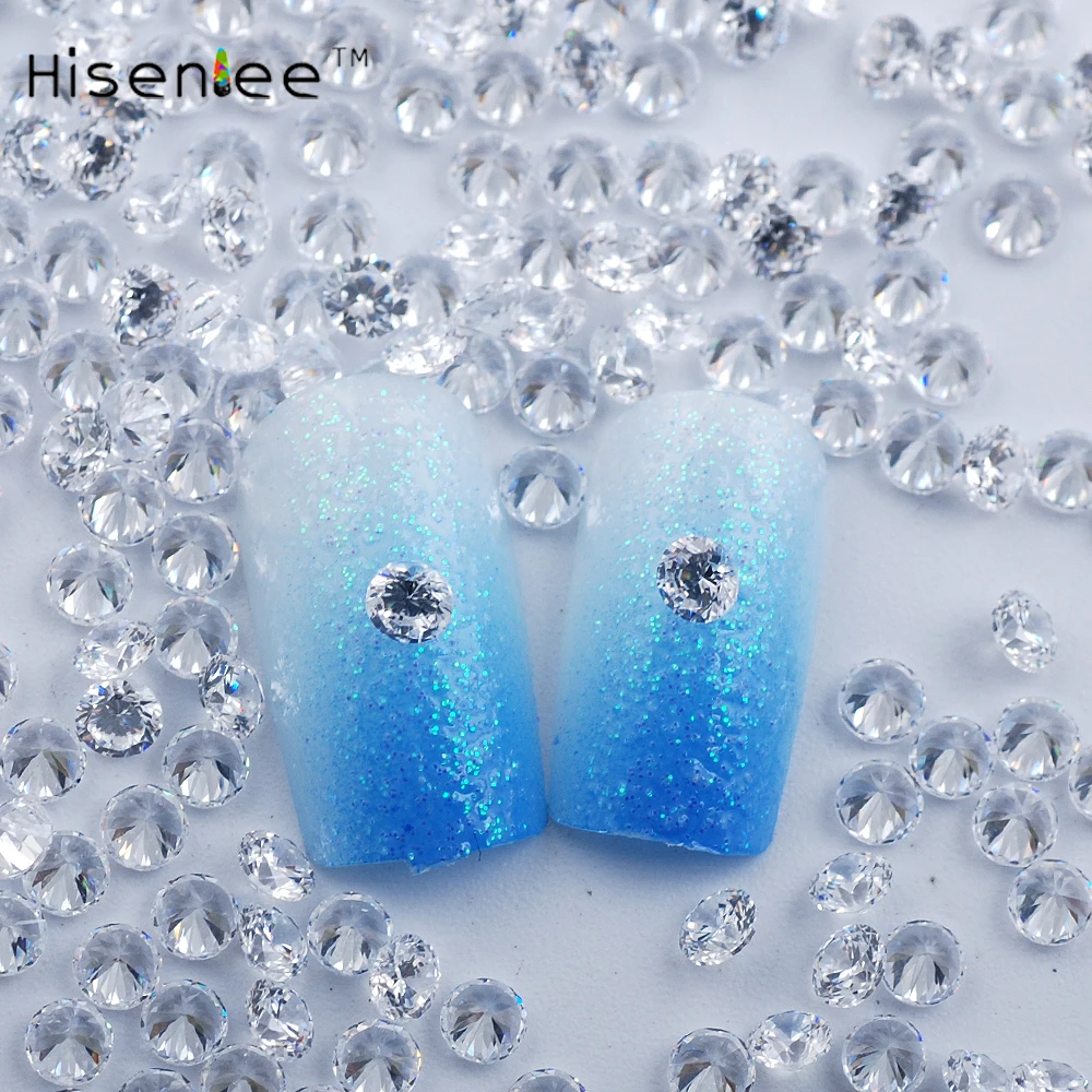 

Hisenlee AAAAA 1MM-6MM Crystal Transparent Clear Cubic Zirconia Nail Stone Round Synthetic Gems For 3D Nail Art DIY Decoration