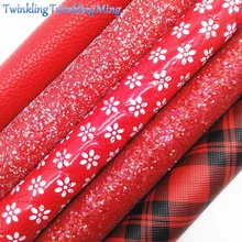 RED Chunky Glitter Canvas Sheet, 8"x11" Glitter Sheets, Tartan Litchi Faux Leather Sheet For Hair Bow& Earring Fabric XM050