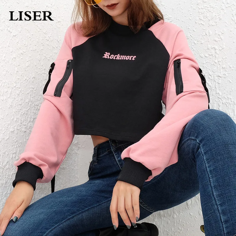 LISER Sweatshirt Blackpink Womens Clothing Long Sleeve Short Ribbon Tops Streetwear 2019 Spring Kpop Pullover LISER Sweatshirt Blackpink Womens Clothing Long Sleeve Short Ribbon Tops Streetwear 2019 Spring Kpop Pullover