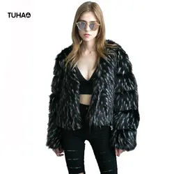 TUHAO High Street искусственный мех пальто женский 2018 Осень Зима Тонкий открытый стежка с длинным рукавом Искусственный Accoon собака Меховая