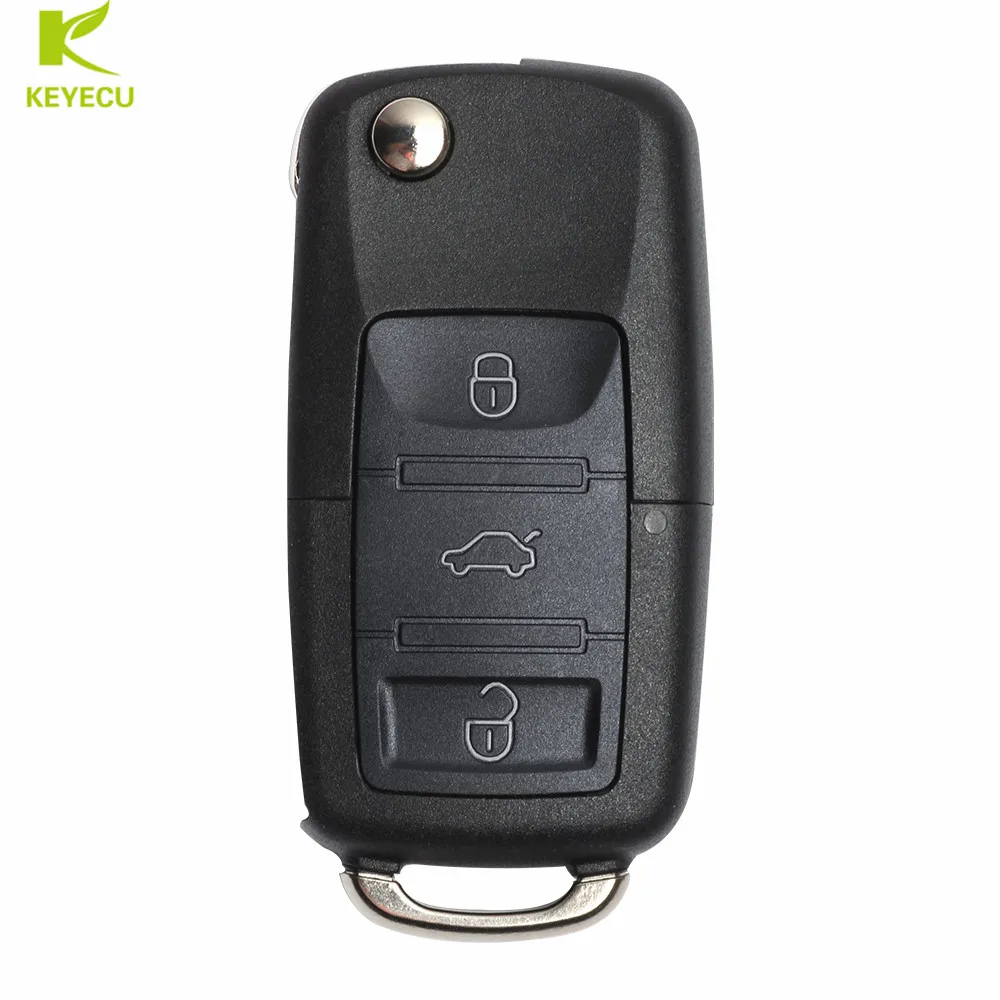 KEYECU Replacement Flip Remote Key 3 Button 434MHz ID48 Chip for Volkswagen Golf Passat Polo Seat Skoda 1J0 959 753 DA