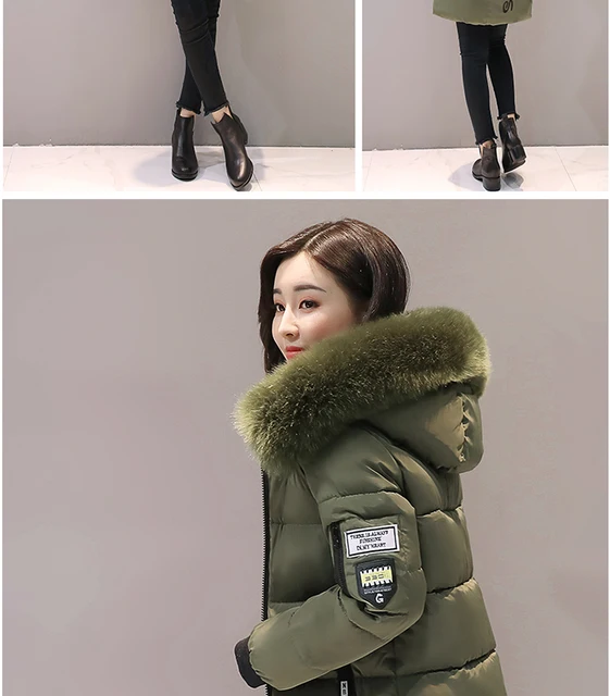 Parka Women Winter Coats Long Cotton Casual Fur Hooded Jackets Ladies Warm Winter Parkas Female Overcoat Women Coat MLD1268 -