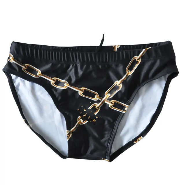 Cheap Brand Men's Swim Briefs Print Chain Shorts With Rope Sexy Low Waist Triangular Surf Swim Trunks Swimwear For Male C2016 Cheap Brand Men's Swim Briefs Print Chain Shorts With Rope Sexy Low Waist Triangular Surf Swim Trunks Swimwear For Male C2016