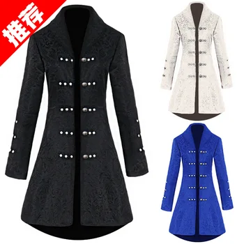 

2019 Steampunk Costume Jacket Gothic Steampunk Vintage Victorian Coat Top Male Medieval Renaissance Halloween Cosplay Costume
