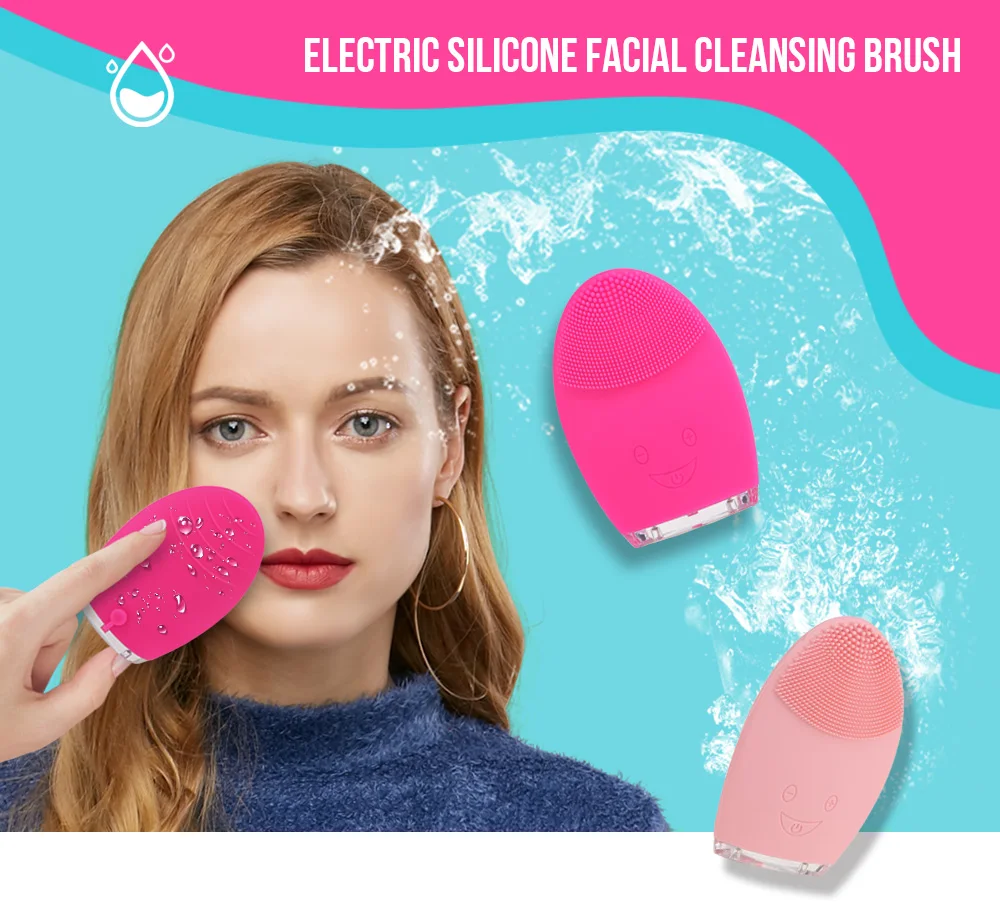 Rechargeable Silicone Facial Cleansing Brush Water-resistant Vibrating Massager