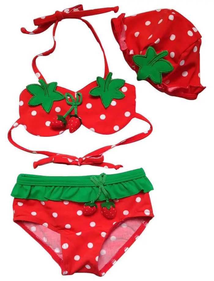 

3PCS Kids Baby Girls Bikinis Set Hat Bikini Suit Swimsuit Swimwear Bathing Swimming Girl