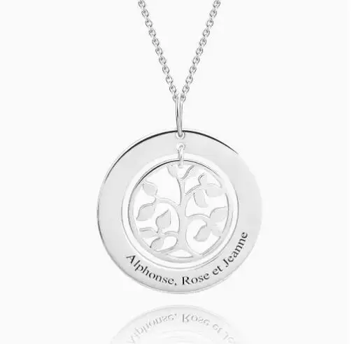 

Engraved Filigree Family Tree Necklace Silver