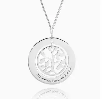 

Engraved Filigree Family Tree Necklace Silver