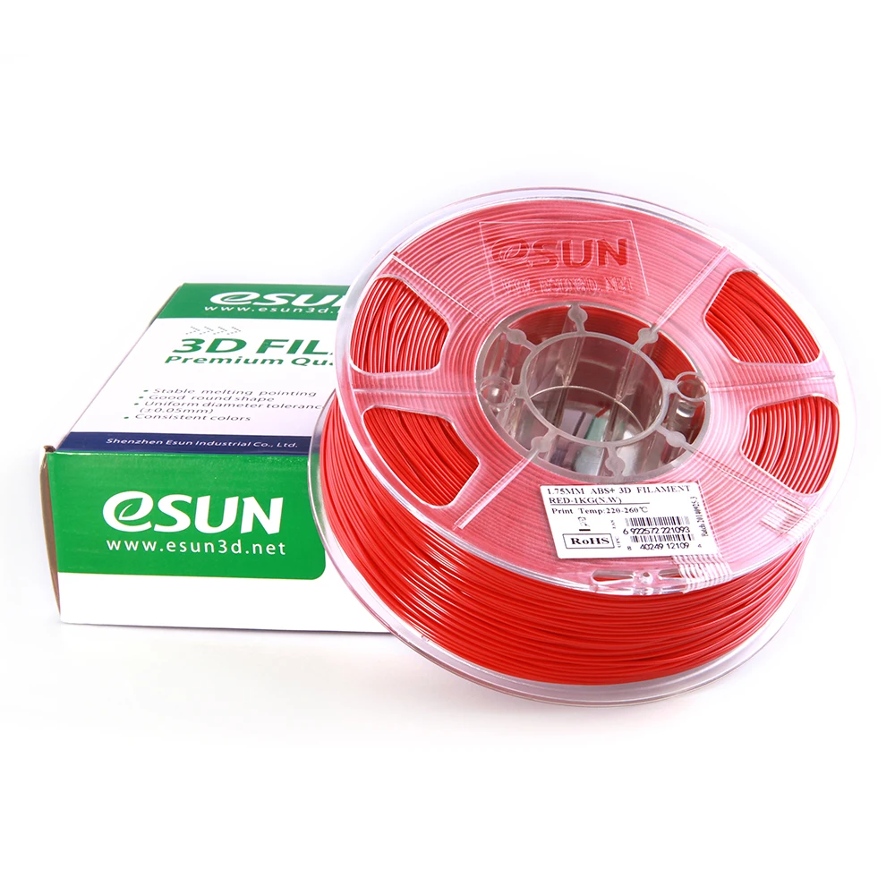 eSUN ABS+ 1.75mm ABS 3D Printer Filament 1kg Spool(2.2lbs) Consumables Material Refills Natural Black White Yellow Red