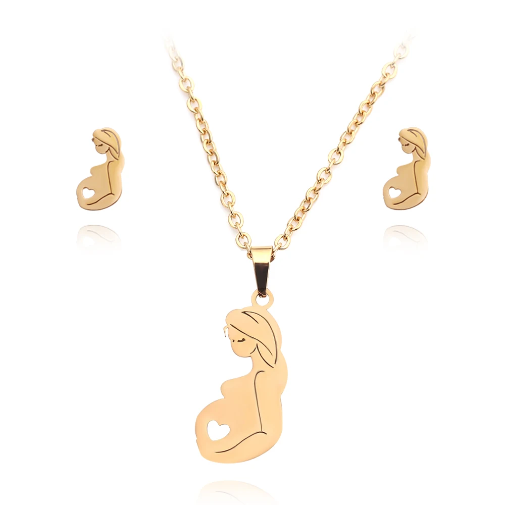 

Mother Neckalce Earrings Set Stainless Steel Gold Chain For Mother Thanks Giving Day Personalized Gift Jewelry Accessories