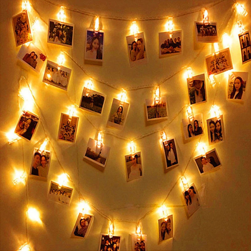 

1M 10Leds 2M 20Leds Photo Clip LED Fairy Lamp String Light Battery Powered Garland Holiday Party Wedding Christmas Decor Lights