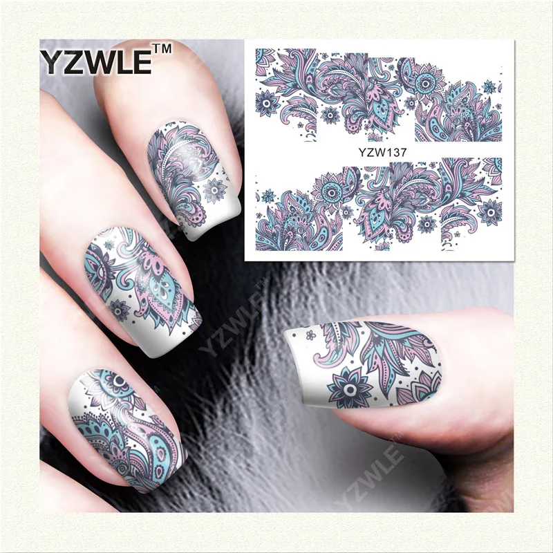 

YWK 1 Sheet Blooming Flower Nail Art Water Decals Transfer Sticker
