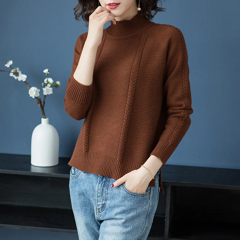Blue Short Knit Winter Fall Turtleneck Light Pullovers Blue Loose Sweater Bottoming Slit Brand rose Red caramel Women Solid New Color royal Colour w8fxwdqZ