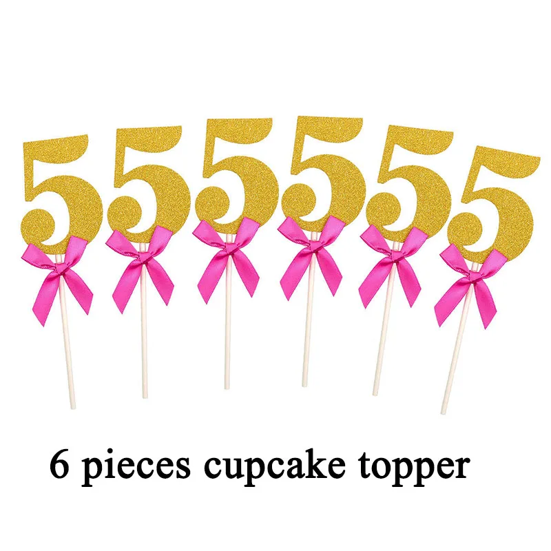 Heronsbill номер 5 воздушные Шары Баннер наборы 5th День Рождения украшения мальчик девочка 5 лет поставки I Am Five - Цвет: gold pink topper