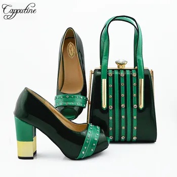 

Capputine Latest Italian Design Woman Shoes And Bag Set New African Pumps 9.5CM Shoes And Bag Set For Party 10Colors On Stock