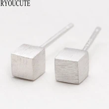 925 пробы Серебряный куб коробка серьги для женщин подарок девочек Brincos Pendientes красивые ювелирные изделия Mujer Femme подарки