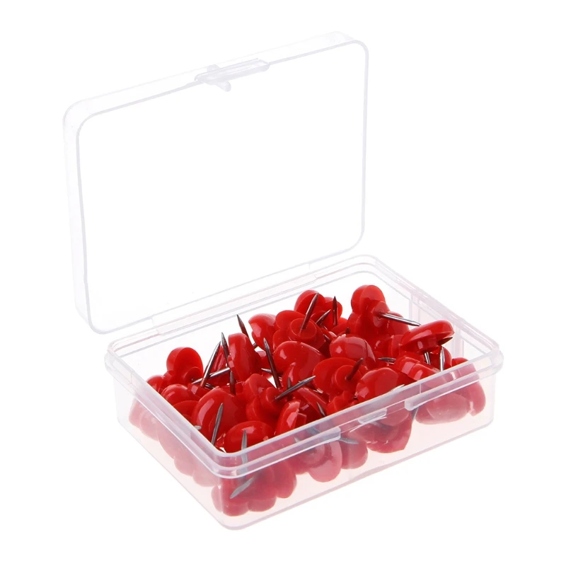 

50 Pcs Heart Shape Plastic Quality Colored Push Pins Thumbtacks for home office and school accessories