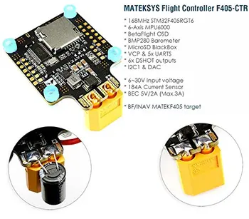 

Matek MATEKSYS F405-CTR F405 AIO BFOSD STM32F405 Flight Controller Built-in PDB 5V/2A BEC SD Card Slot BMP280 for F4 RC Drone