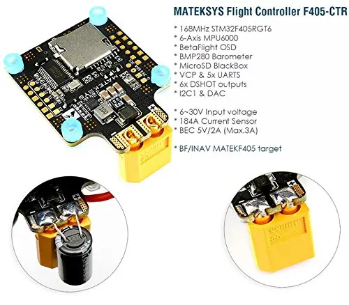 $34.49  Matek MATEKSYS F405-CTR F405 AIO BFOSD STM32F405 Flight Controller Built-in PDB 5V/2A BEC SD Card S