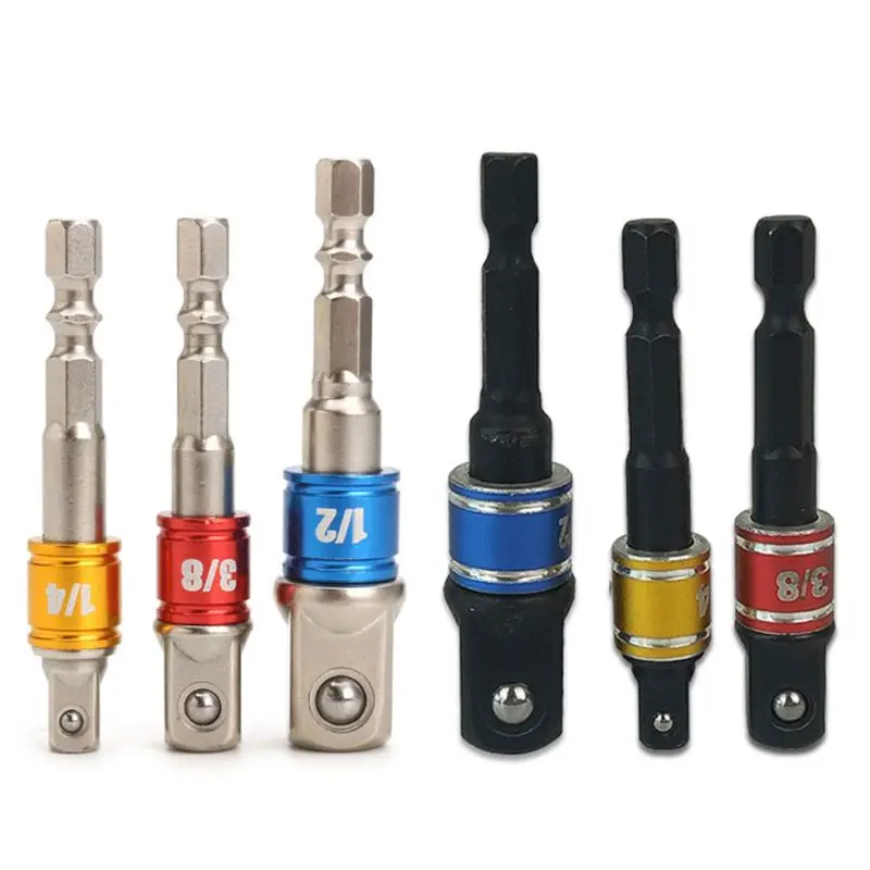 

3pcs/set Socket Adapter Drill Bits Hex Shank Converter 1/4" 3/8" 1/2" Impact Driver Power Extension Bar Tools