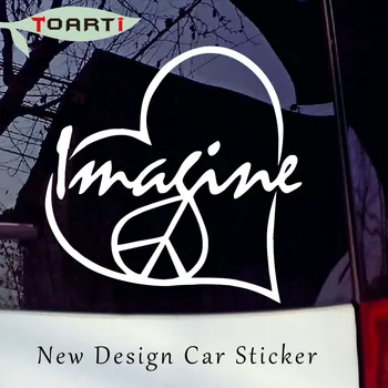 

Imagine Peace Love Heart Vinyl Wedding Decal Car Styling Stickers For Window Wall Bumper Notebook Symbol Logo Art Accessories