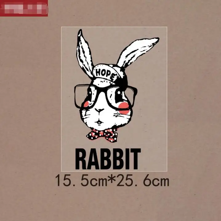 

Iron On Patches Hip hop Rabbit 25.6*15.5cm Clothes Patches Heat Transfer Ironing Stickers T-shirt Dresses DIY Accessory