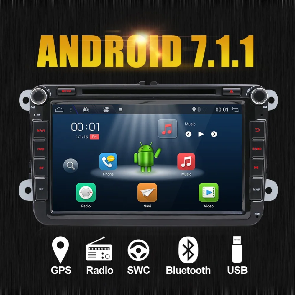 

Android 7.1 Car Radio Stereo Head Unit DVD GPS RadioFor Volkswagen VW Skoda POLO PASSAT CC JETTA TIGUAN TOURAN SHARAN GOLF 5 6 7